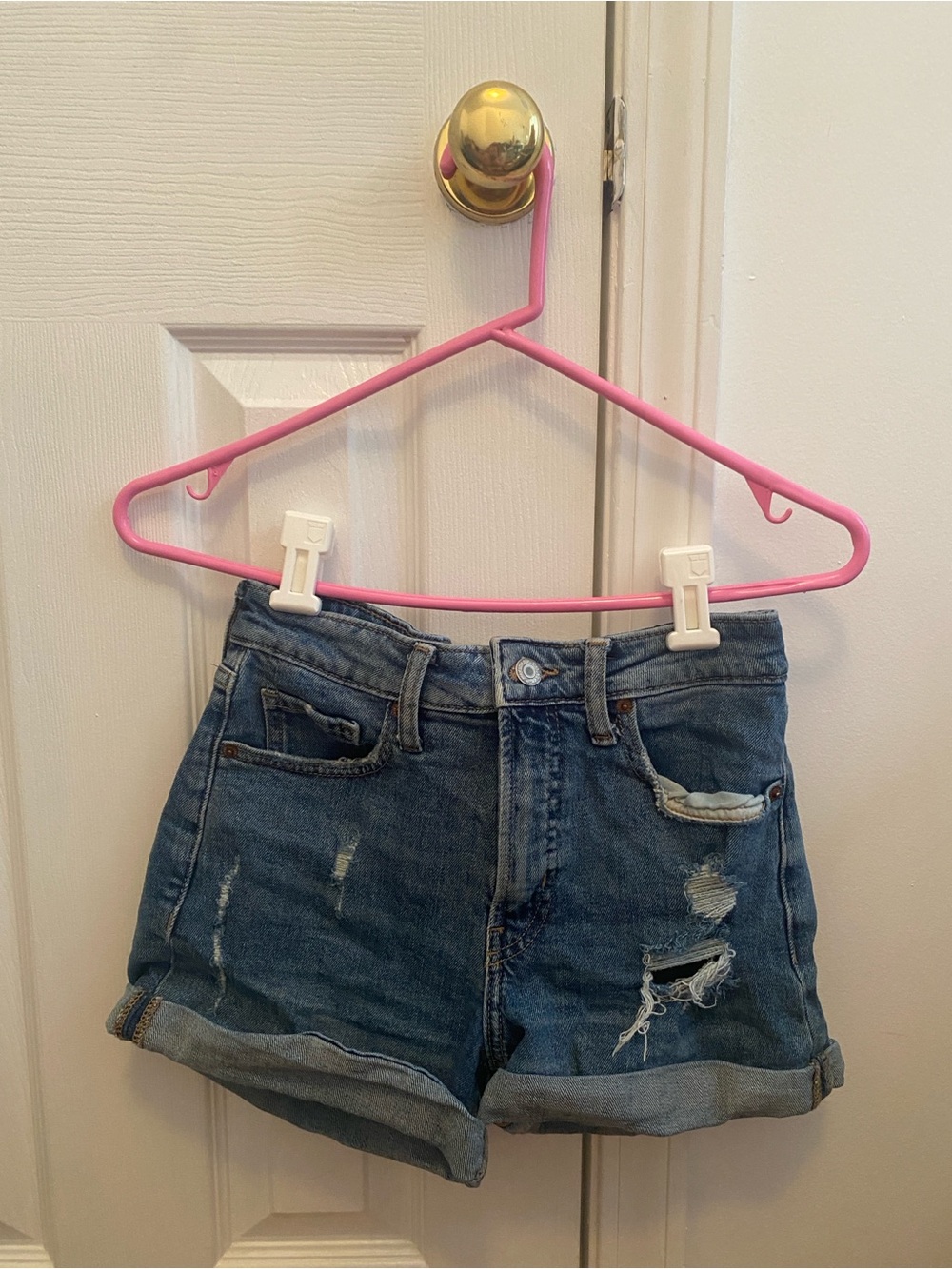 Old Navy Blue Distressed Denim Shorts - Women's Casual High-Rise